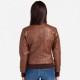 Women Coco Brown Leather Bomber Jacket