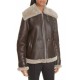 Women Genuine Shearling Brown Aviator Jacket