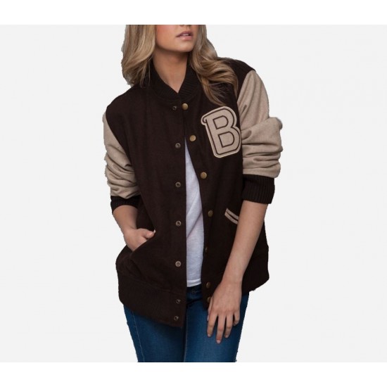 Women Payday 2 Hotline Miami Brown Varsity Jacket