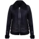 Women's Black Aviator Biker Genuine Sheepskin Leather Jacket