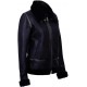 Women's Black Aviator Biker Genuine Sheepskin Leather Jacket