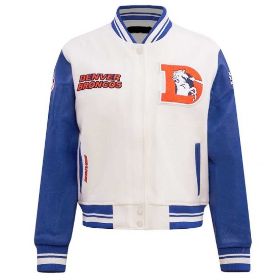 Women's Denver Broncos Pro Standard Cream Retro Classic Varsity Jacket