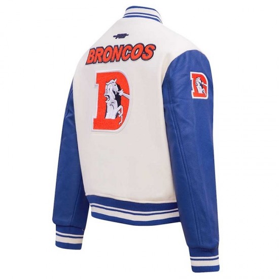 Women's Denver Broncos Pro Standard Cream Retro Classic Varsity Jacket