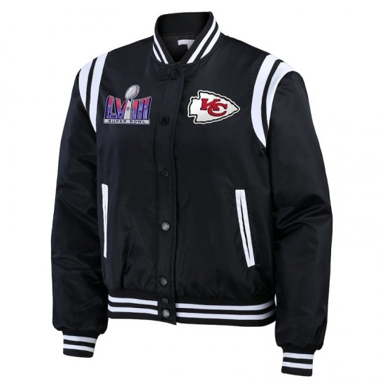 Women's Kansas City Chiefs Black Super Bowl LVIII Champions Varsity Jacket