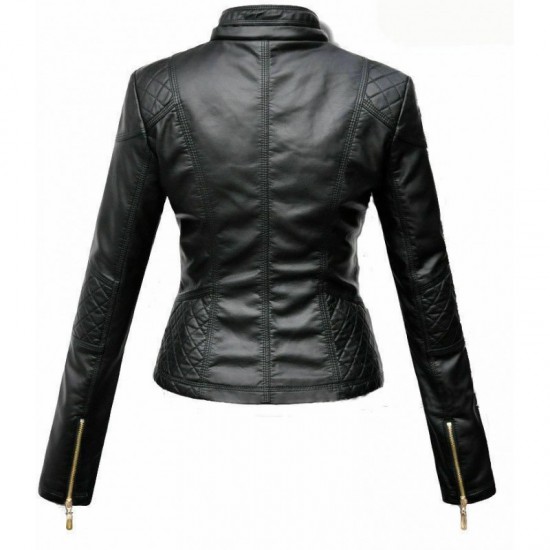 Women's Lambskin Genuine Leather Motorcycle Slim Fit Designer Biker Jacket