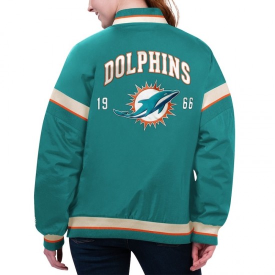 Women's Miami Dolphins Starter Aqua Tournament Varsity Jacket