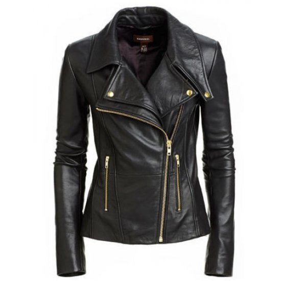 Women's Slim Fit Motorcycle Leather Jacket