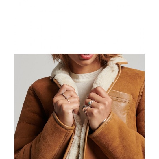 Womens Aviator Flying Shearling Jacket