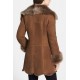 Womens Brown Stylish Suede Leather Shearling Coat