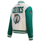 Womens Celtics Retro Classic Off-White Varsity Jacket