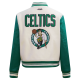 Womens Celtics Retro Classic Off-White Varsity Jacket