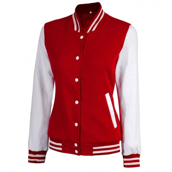 Men's Lightweight Varsity Red Rib Knit Bomber Jacket