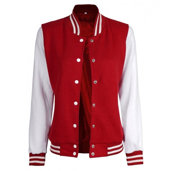 Men's Lightweight Varsity Red Rib Knit Bomber Jacket