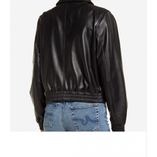 Women’s Black Bomber Leather Jacket