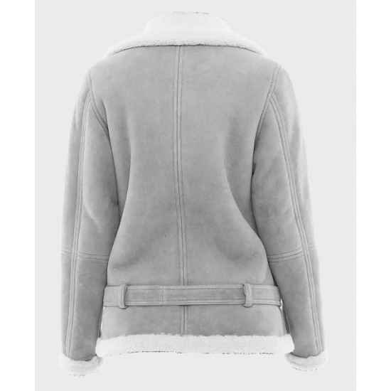 Women’s Grey Suede Shearling Jacket