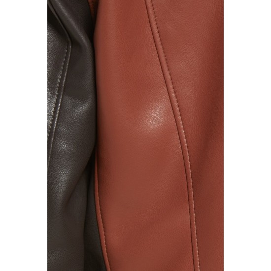 Women’s Two-Tone Faux Leather Biker Jacket