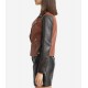 Women’s Two-Tone Faux Leather Biker Jacket