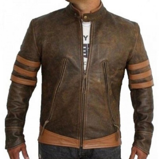 X-Men Wolverine Origins Logan Brown Biker Leather Jacket