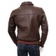 Men's Dark Brown & Red Leather Bomber Jacket