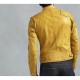 Mens Yellow Cafe Racer Leather Jacket