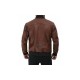 Torres Mens Leather Distressed Brown Bomber Jacket