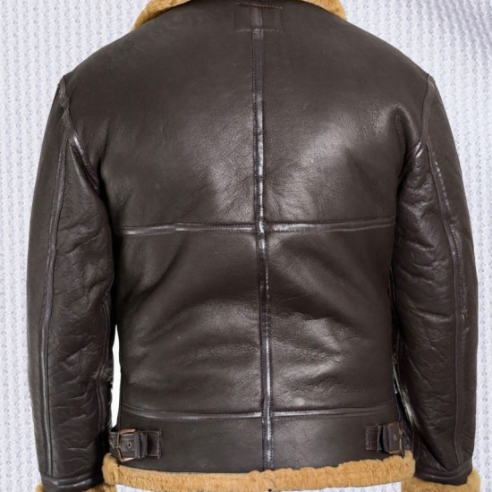 Brown Raf WWII Aviator Vintage Real Shearling Sheepskin Flying Leather Jacket