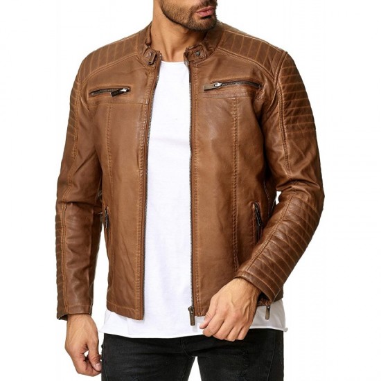 Mens Modern Soft Casual Biker Jacket