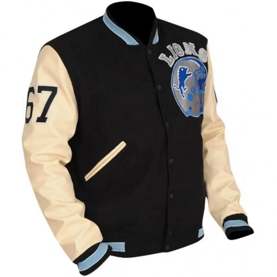 Beverly Hills Cop Axel Foley Detroit Lions Vintage Wool - Leather Sleeves  Jacket